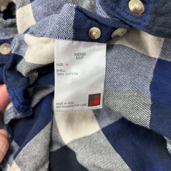 Woolrich Men's M Blue Buffalo Plaid Flannel Button Down Shirt Cabincore Fall - Picture 4 of 6